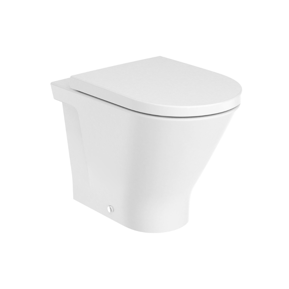 Product cut out image of the Roca The Gap Round Back to Wall Toilet